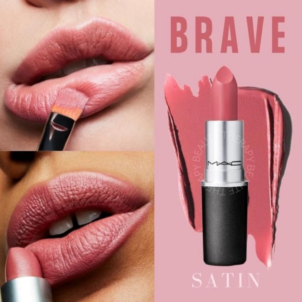 MAC "Brave" Satin Lipstick - Pink Beige with Pearl